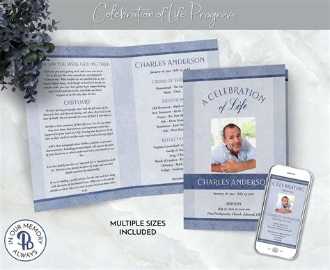 Example of a classic condolences funeral program template