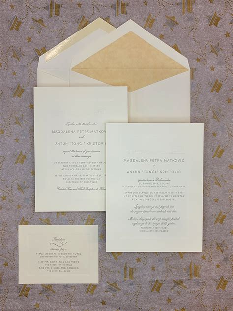 Classic elegance bilingual wedding invitation