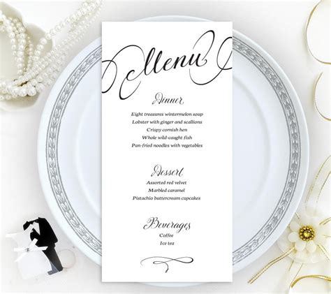 Classic Elegance Wedding Menu Card