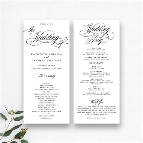 Classic Elegance Wedding Program Template