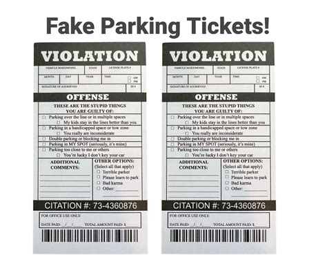 Image of a classic fake parking ticket