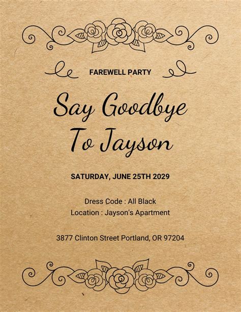 Classic Farewell Party Invitation