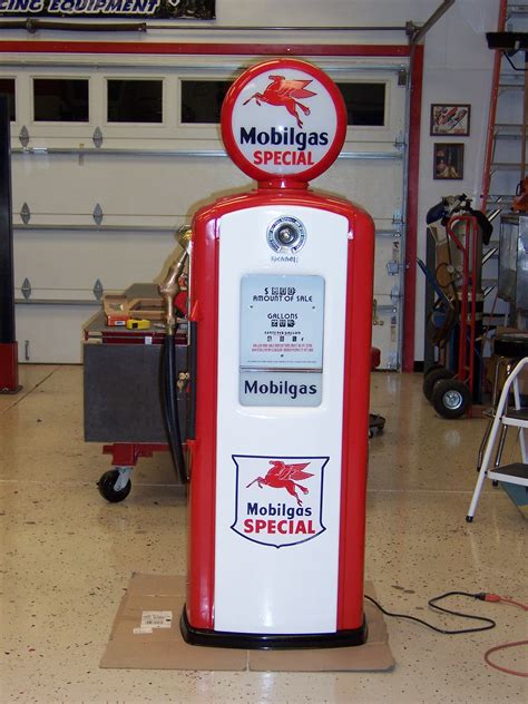 A classic gas pump with a bold, colorful design