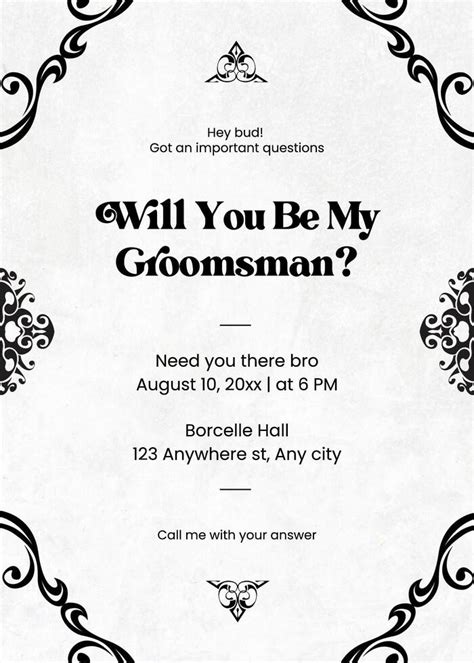 Classic Groomsman Invitation Template