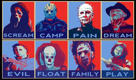 A collage of classic horror movie icons