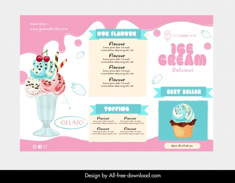 Classic ice cream menu template