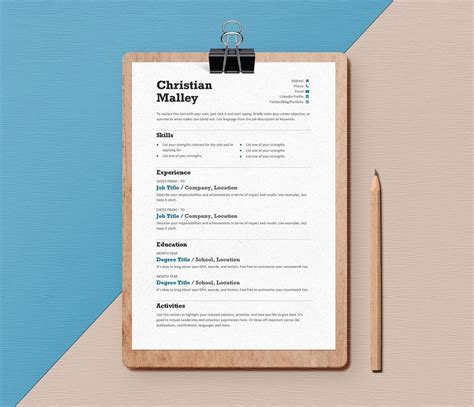 Classic minimalist resume template