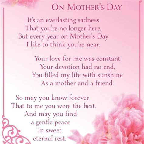 A classic mothers day poem on a card with a floral background