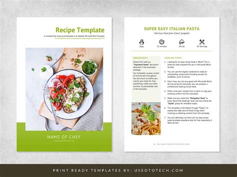 Classic recipe book template for Microsoft Word