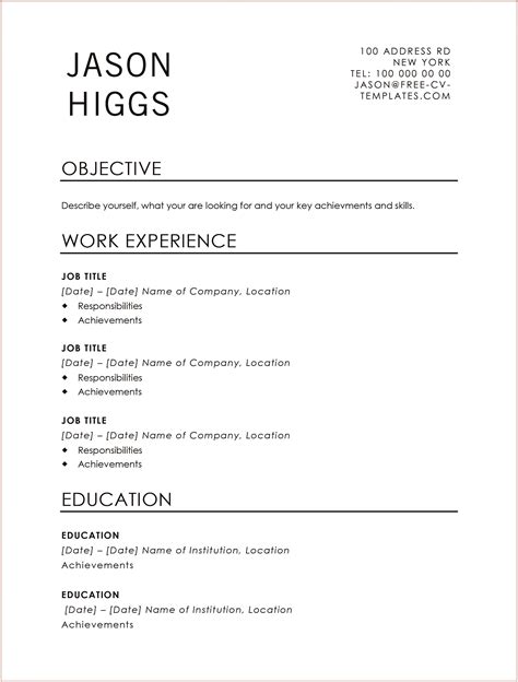 Classic Resume Template Layout