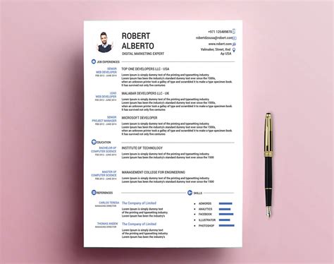 Classic Resume Template PSD Design