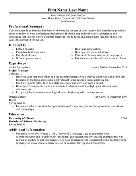 Classic Resume Template Sample