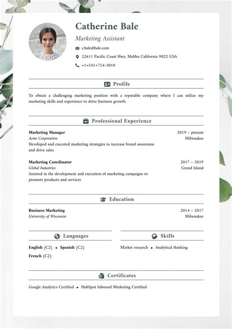 Classic Resume Template with Photo and Border