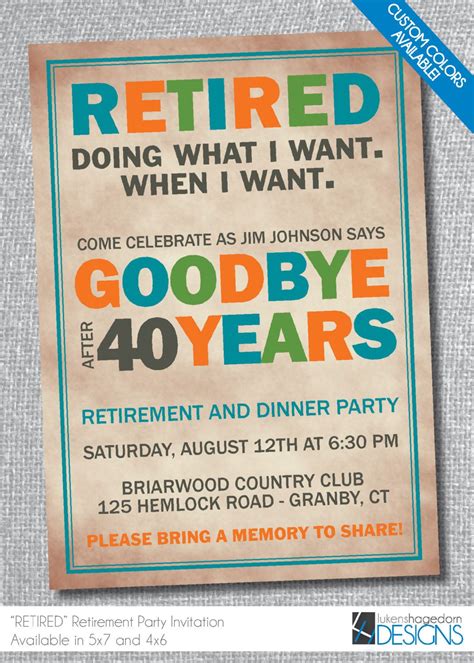 Classic retirement party invitation