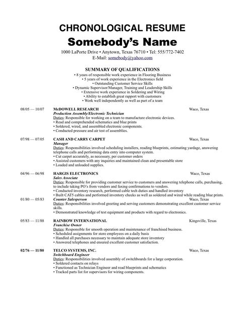 Classic Reverse Chronological Resume Template