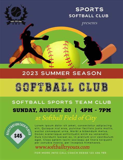 Classic Softball Tryout Flyer Template