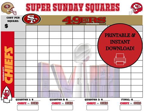 A classic Super Bowl grid template