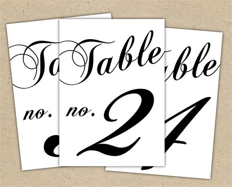 Classic Table Number Template 4x6