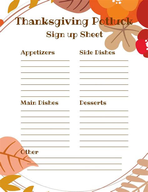 Classic Thanksgiving Potluck Templates