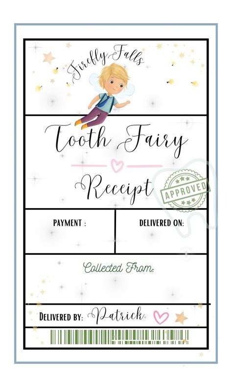 Classic Tooth Fairy Receipt Template