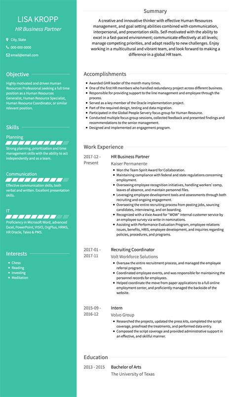 Classic two-column CV template design