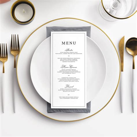 Classic Wedding Menu Template