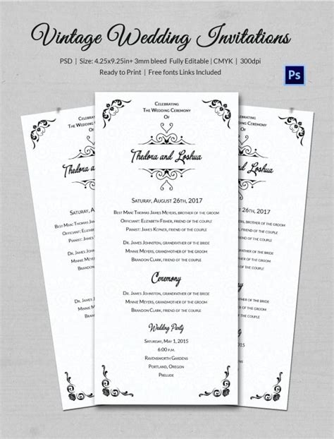 Classic Wedding Program Template in Word