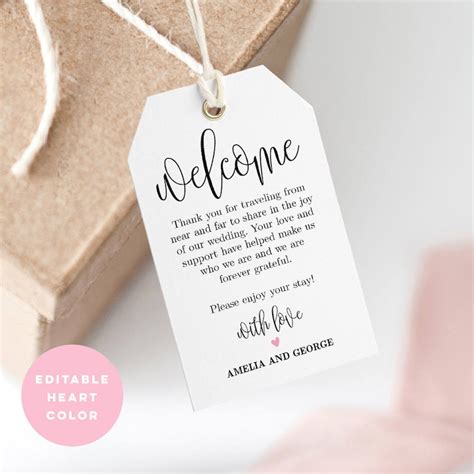 Classic Welcome Bag Tag Template