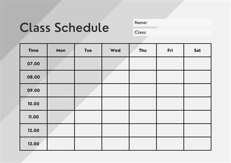 Classroom Schedule Template