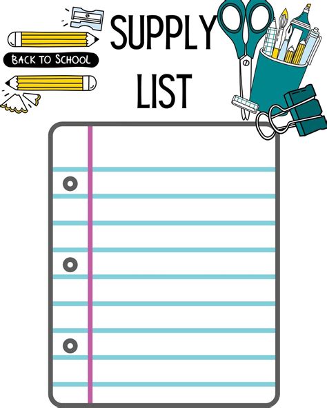 Classroom Supply List Printable