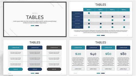 Clean PowerPoint template with tables