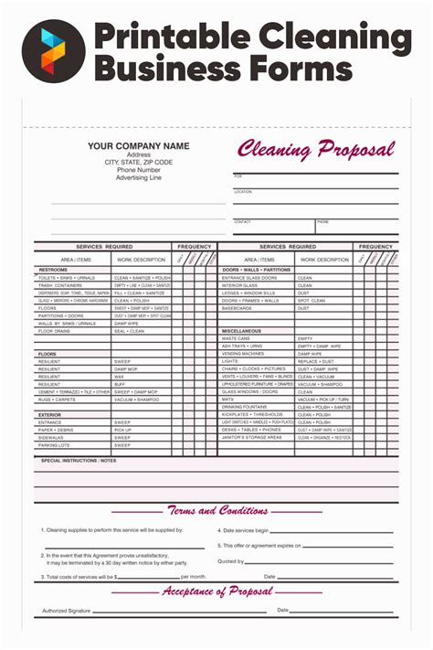 Cleaning Bid Form Template