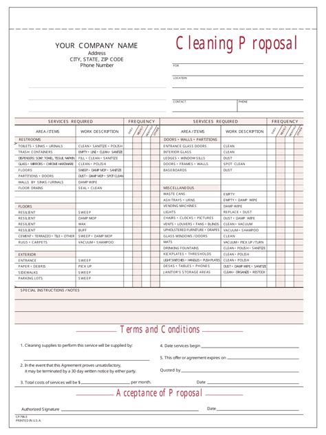 Cleaning Bid Template PDF Example