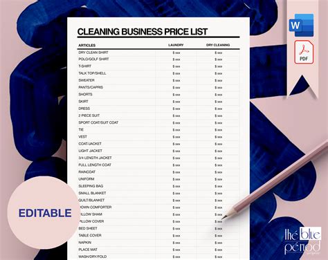 Cleaning Business Price List Template Design