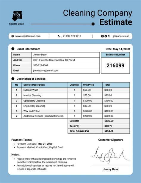 Cleaning Company Estimate Template