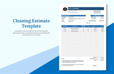 Cleaning Estimate Template