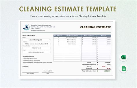 Cleaning Estimate Template Sample