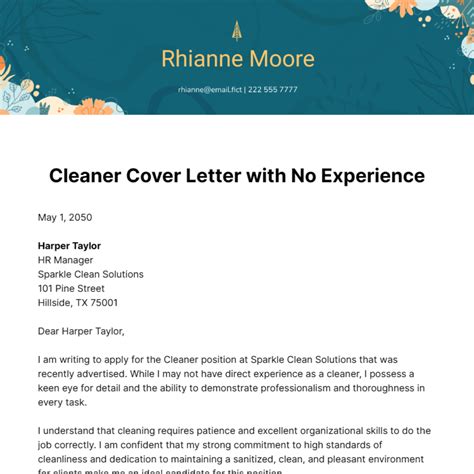 Cleaning Job Application Template