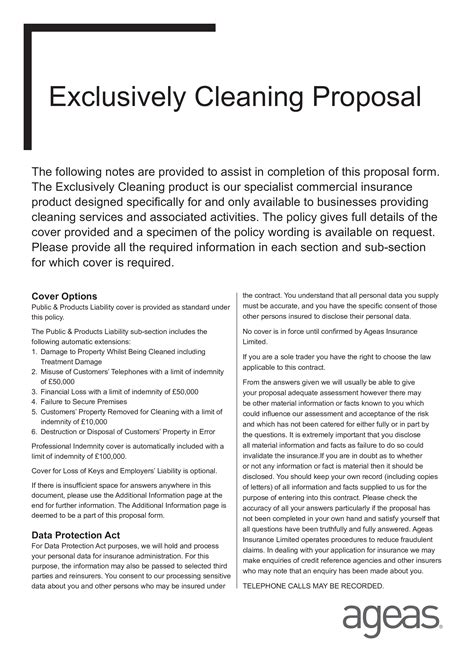 Cleaning Proposal Template Example 1