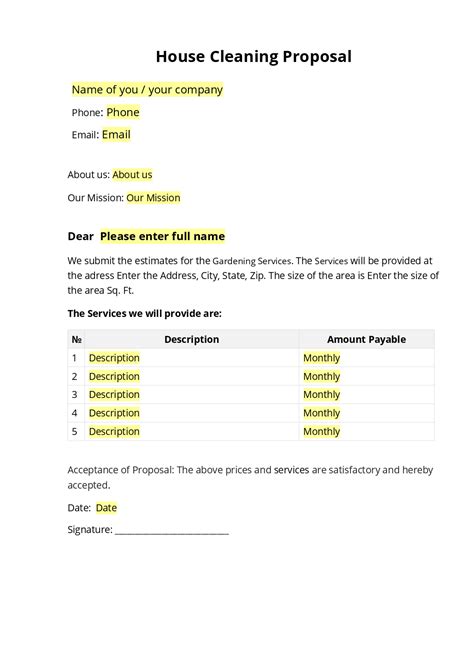 Cleaning Proposal Template Example 1