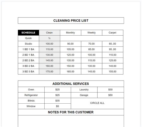 Cleaning Rate Template