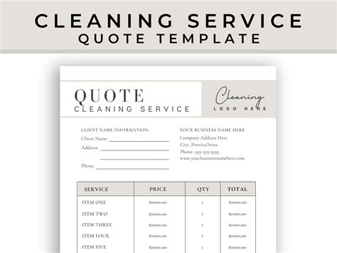 Cleaning Service Quotation Template Content