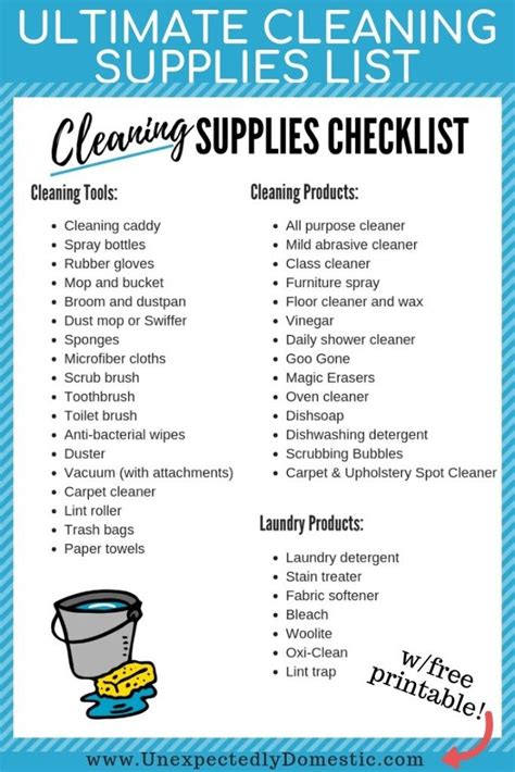 Cleaning Supplies Checklist