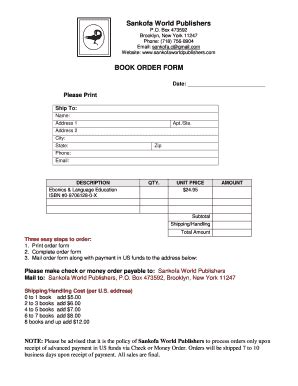 Clear Language Order Form Example