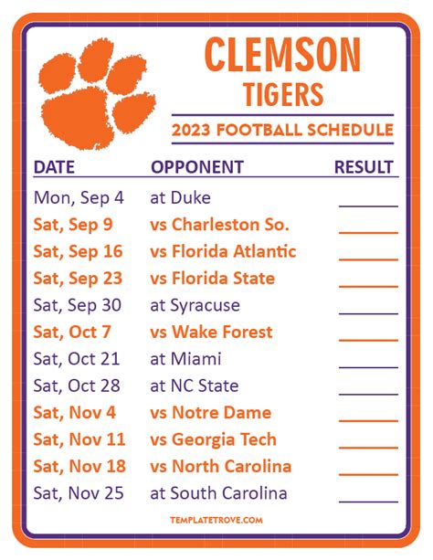 Clemson Football Schedule 2023