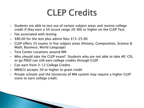 CLEP Credits Options