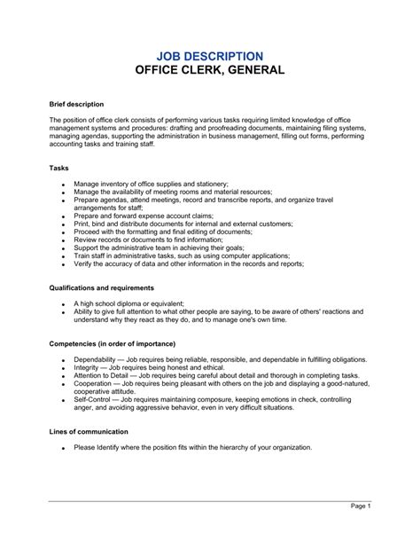 Clerical jobs resume templates