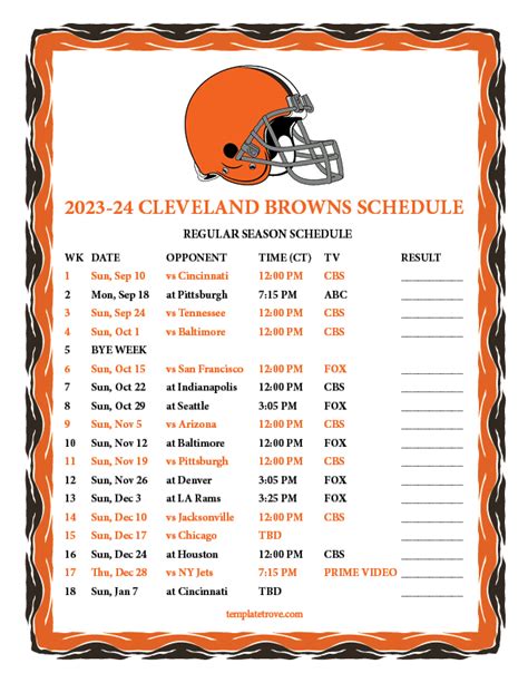 Cleveland Browns Schedule 2023 Image