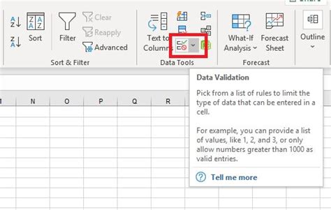 Click on Data Validation