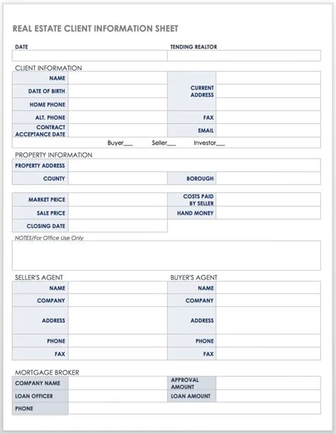 Client Information Sheet Template 4